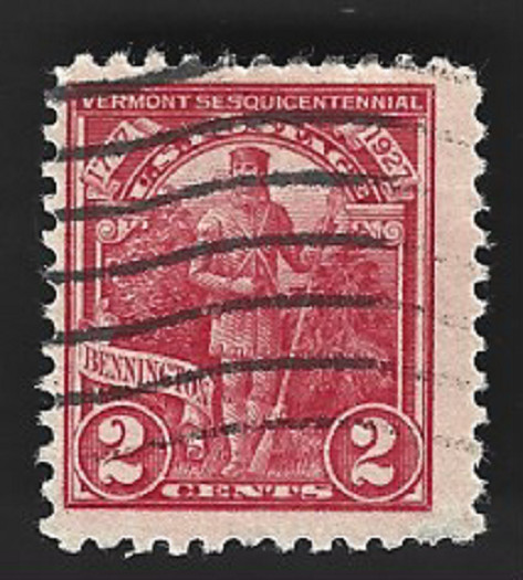 Scott# 643 2c Green Mountain Boy with a Wavy Machine Cancel - (A-3)