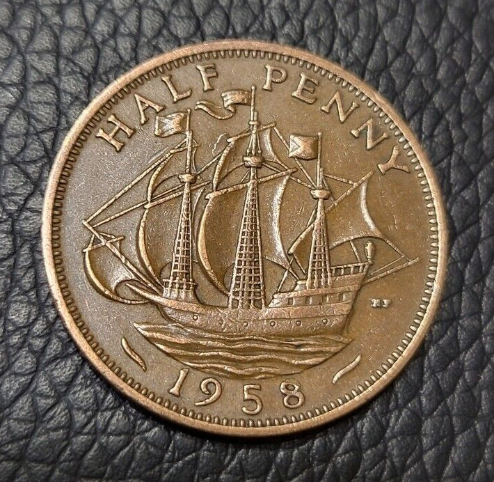 1958 Great Britain Half Penny Coin