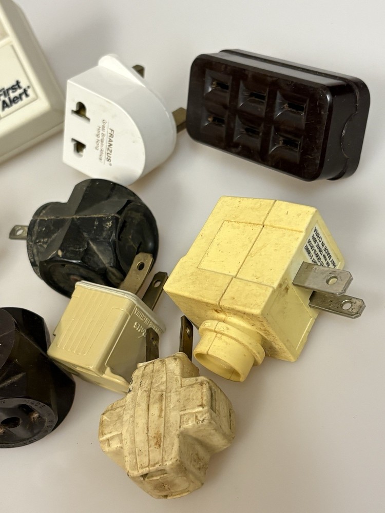 Vintage Electrical Plug Adapter Lot 13pc Bundle ESTATE FIND UNTESTED