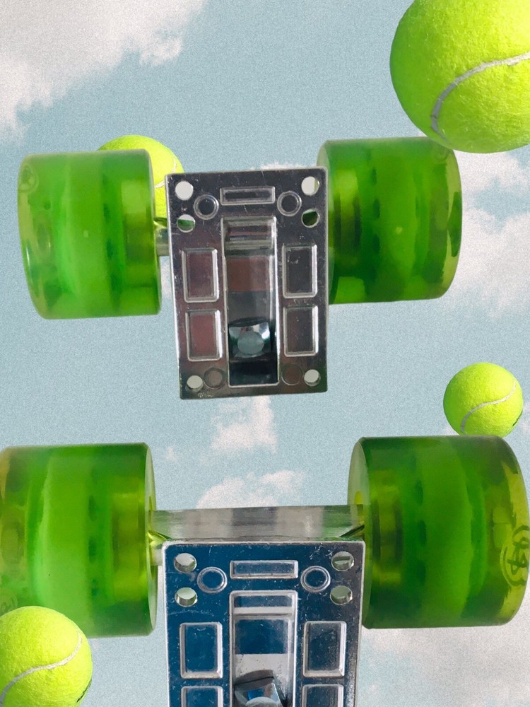 Skateboard Wheels Green Translucent w/Baseplate & Hardware