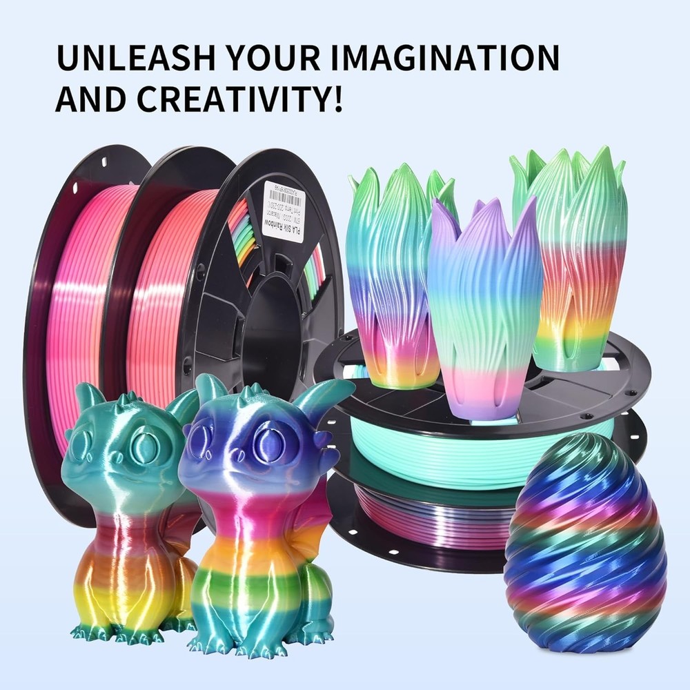 3D Printer Filament Bundle Silk Shiny Rainbow PLA Filament, Multicolore Fast ...