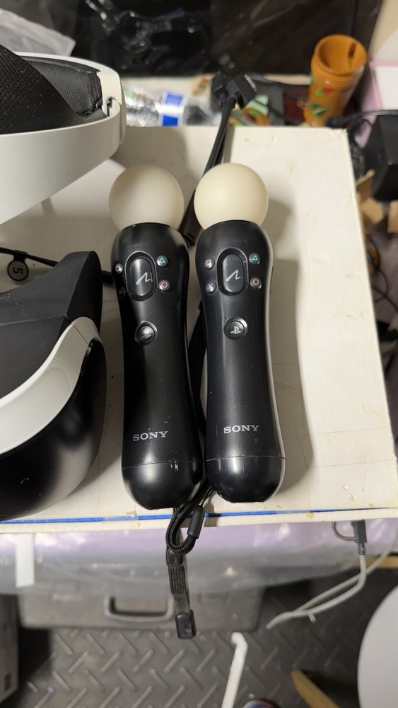 Sony PlayStation VR Headset + 2 Move Controllers Untested For Parts