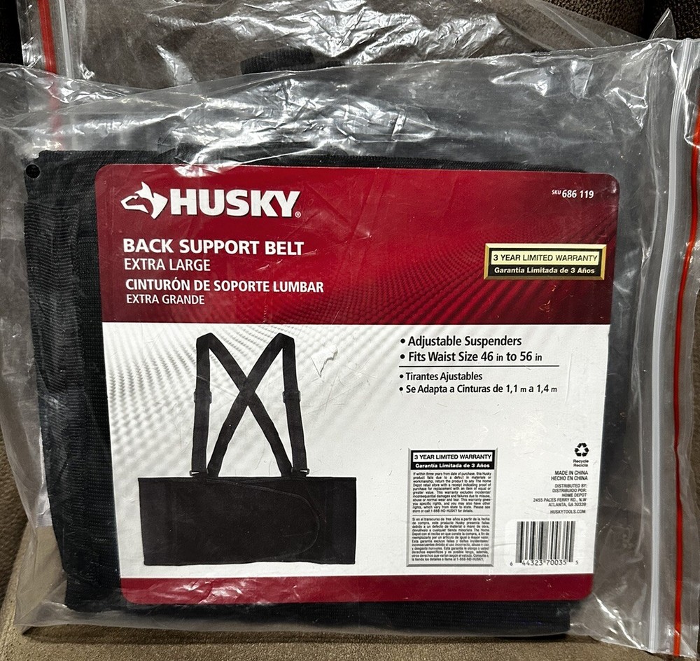 New Lumbar Support Belt Husky Size X- Large Adjustable Hook & Loop Qty-2