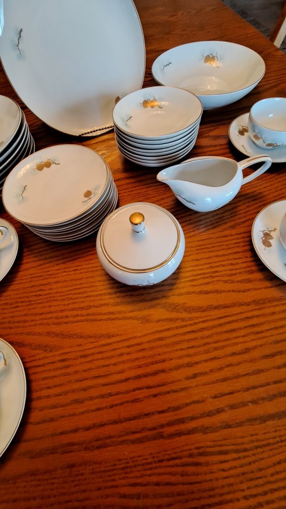 Fukagawa Arita Handpainted 41 Piece Grouping Dinnerware Pine Cone Pattern #904