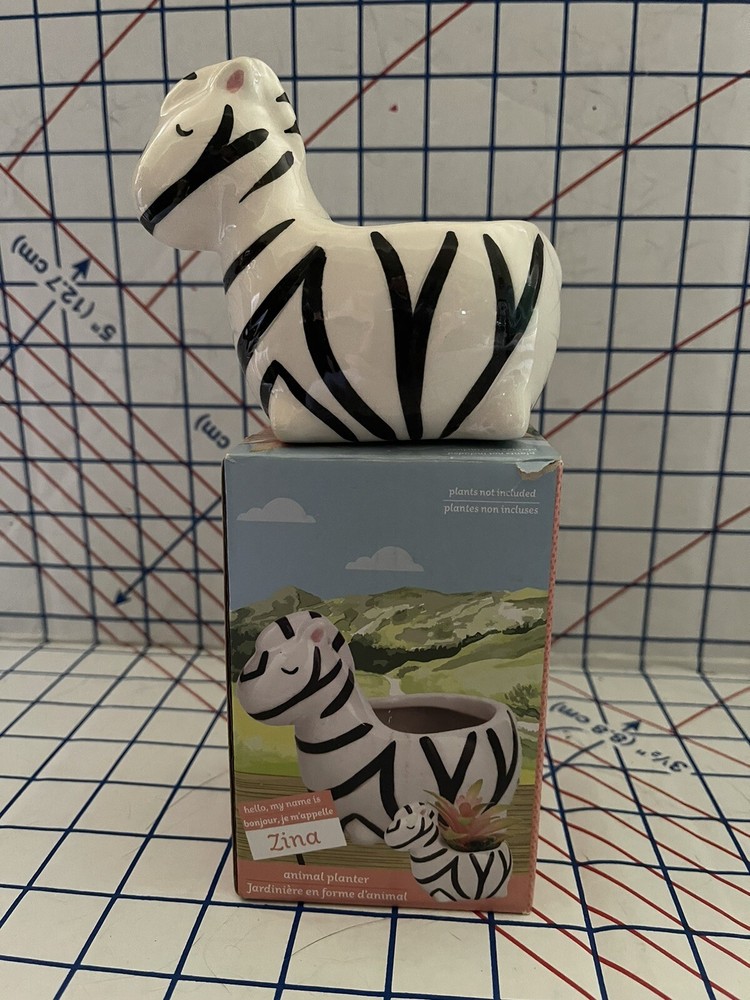 Ceramic Zebra Animal Planter Pot Small Plants