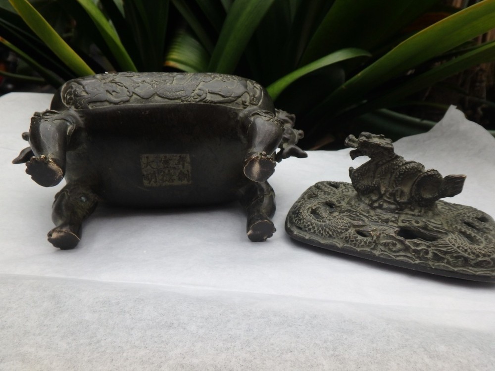 vintage look Bronze Dragon Incense Burner