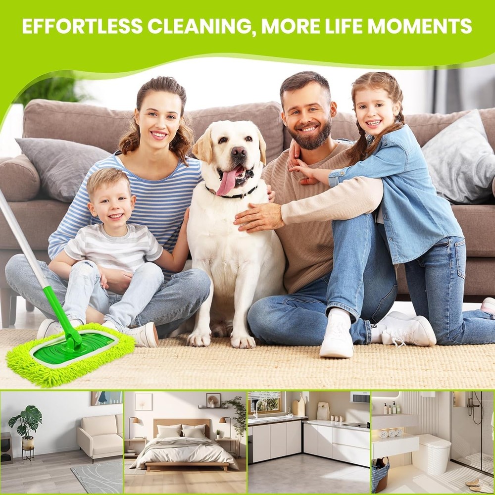 8 Pack Chenille Mop Pads, Reusable Microfiber Mop Refills for 10''–12'' Flat Mop