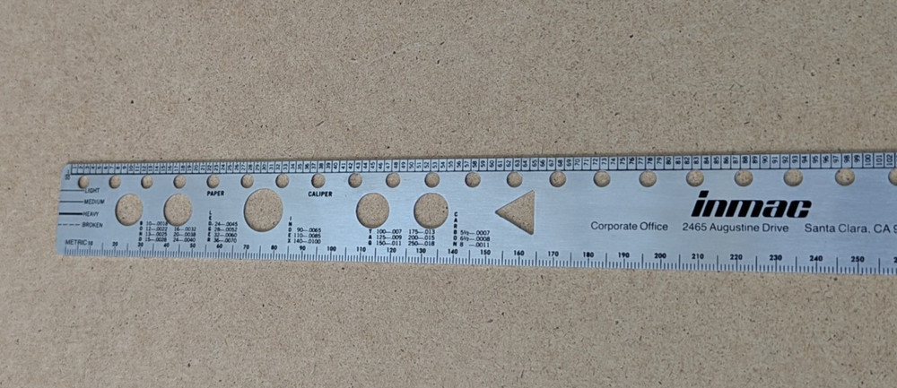 Vintage Inmac 18" Etched Data Processing Form Ruler Computer Layout Punch Cards