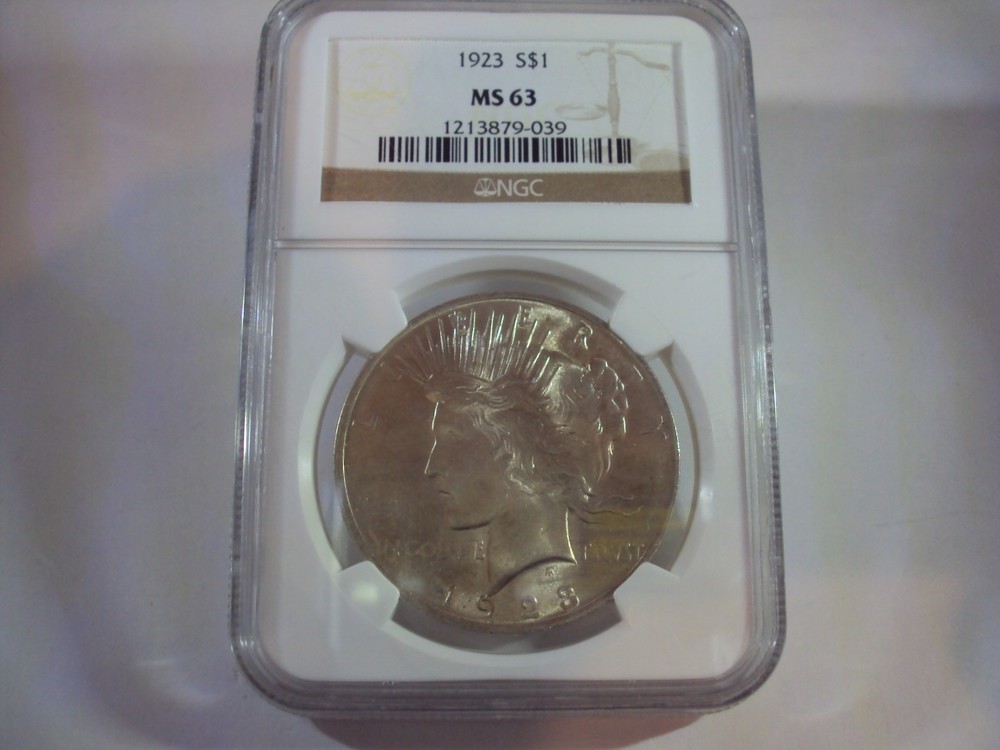 1923 peace silver dollar NGC MS 63