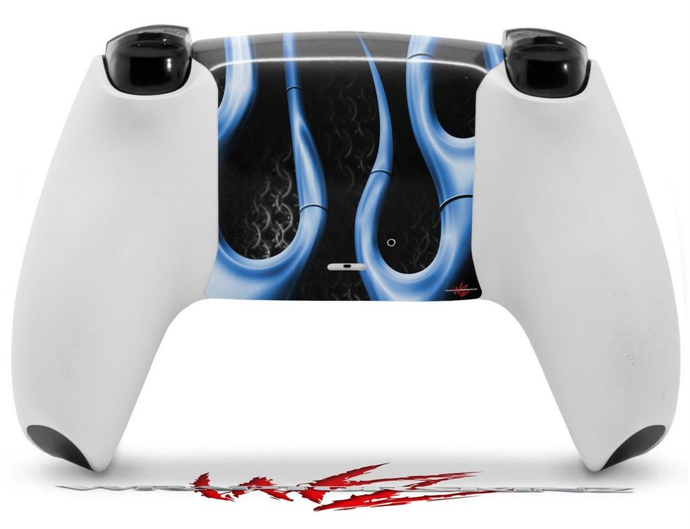 Skin Sony PS5 Controller Metal Flames Blue