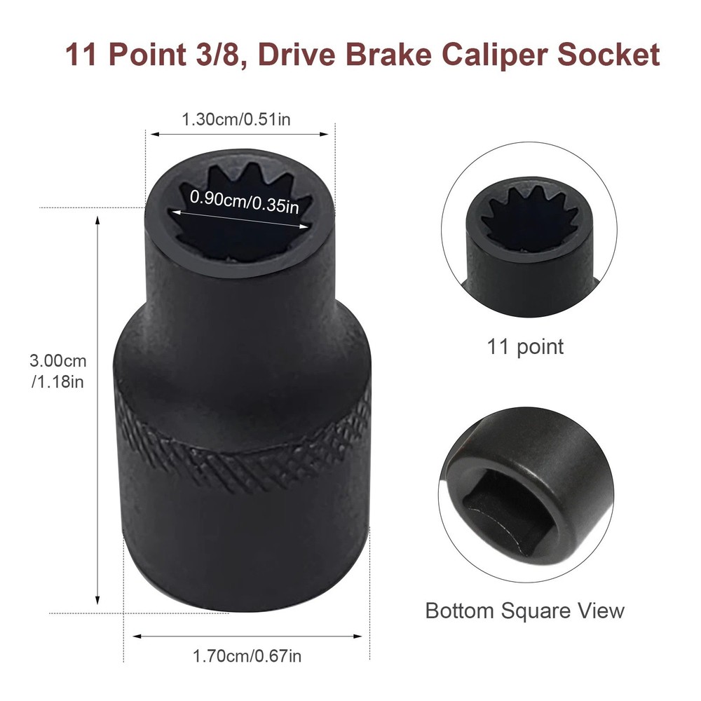 2 Pack 3/8" Brake Caliper 11 Point Socket Truck Brake Caliper Socket 3/8" Drive