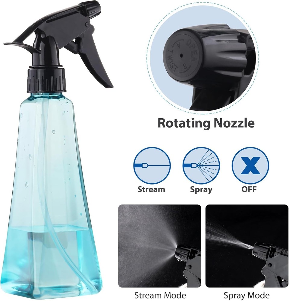 Spray Bottles (2-Pack, 12 Oz.) Mist/Stream, Plastic Water Clear +