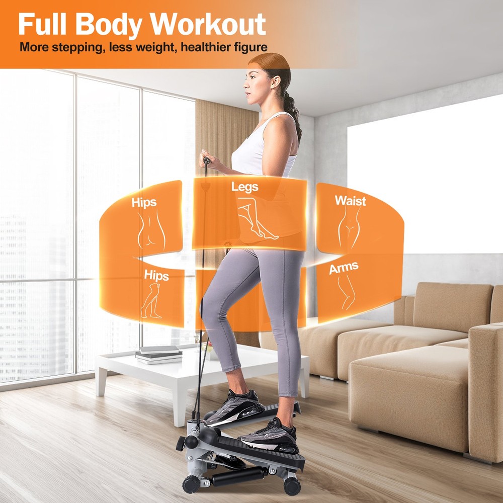 Mini Stair Stepper Featuring Dual Resistance Bands &LCD Display For Home