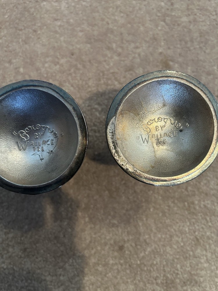 Vtg Wallace Silver Co Candle Holders Baroque Pattern 736 Silverplated 2 1/2"