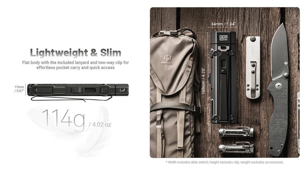 Nitecore EDC09 EDC Flashlight High CRI Three Color Temperatures Adjustable Angle