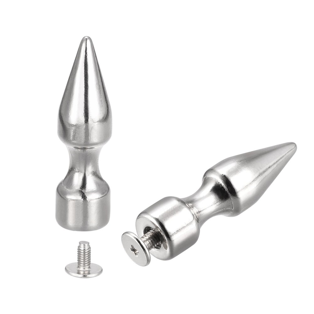 10x35mm Screw Back Rivets, 10 Sets Solid Leather Studs for DIY Silver Tone
