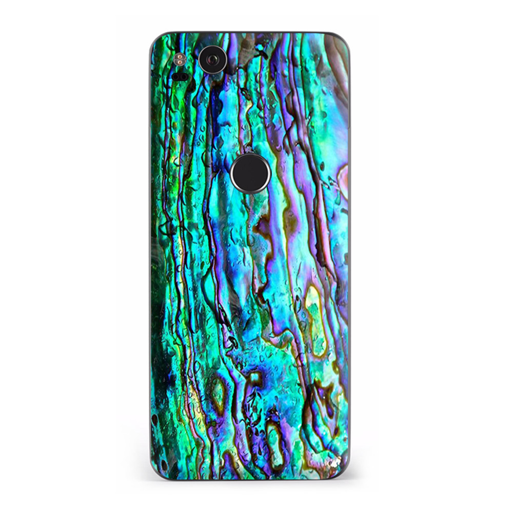 Google Pixel 2 Skins Decal Wrap Abalone Ripples Green Blue Purple