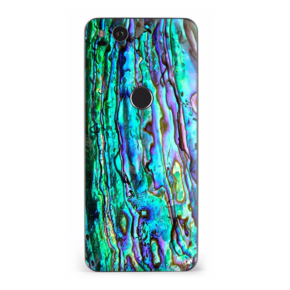 Google Pixel 2 Skins Decal Wrap Abalone Ripples Green Blue Purple