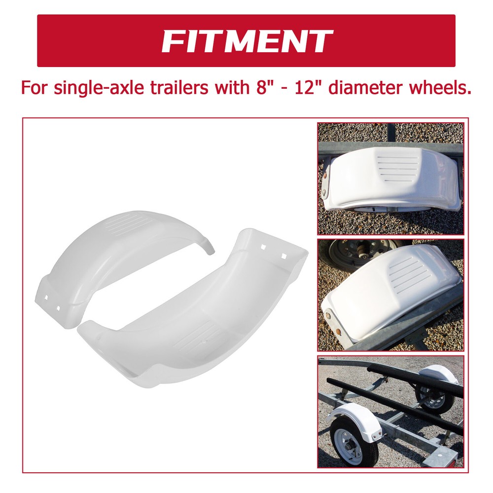 HECASA Pair Single-Axle Trailer Fenders Fits 8"-12" Wheels Top Step Skirt Boat