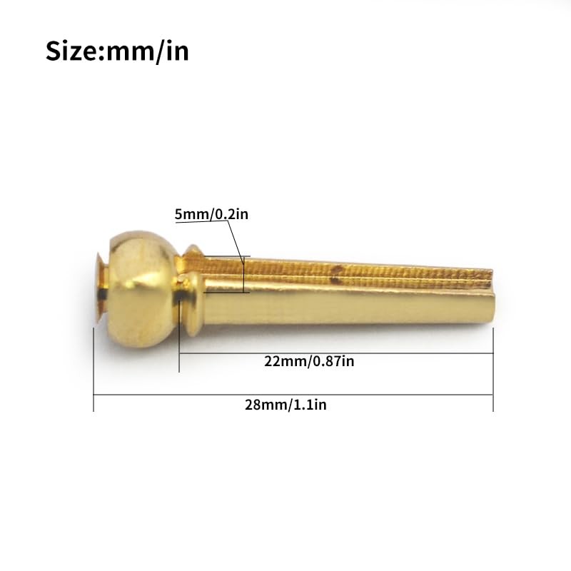 6Pcs Brass Acoustic Guitar Bridge Pins Guitar Strings Fixed Cone String Pins ...