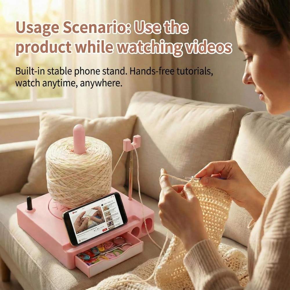 Portable Multi-Functional Yarn Holder Spinner with Stand, Detachable Yarn Spo...