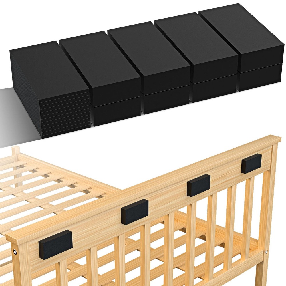 Headboard Bumper, 8Pcs Thick Eva Foam Wall Protector, Bed Frame Stoppers, Black