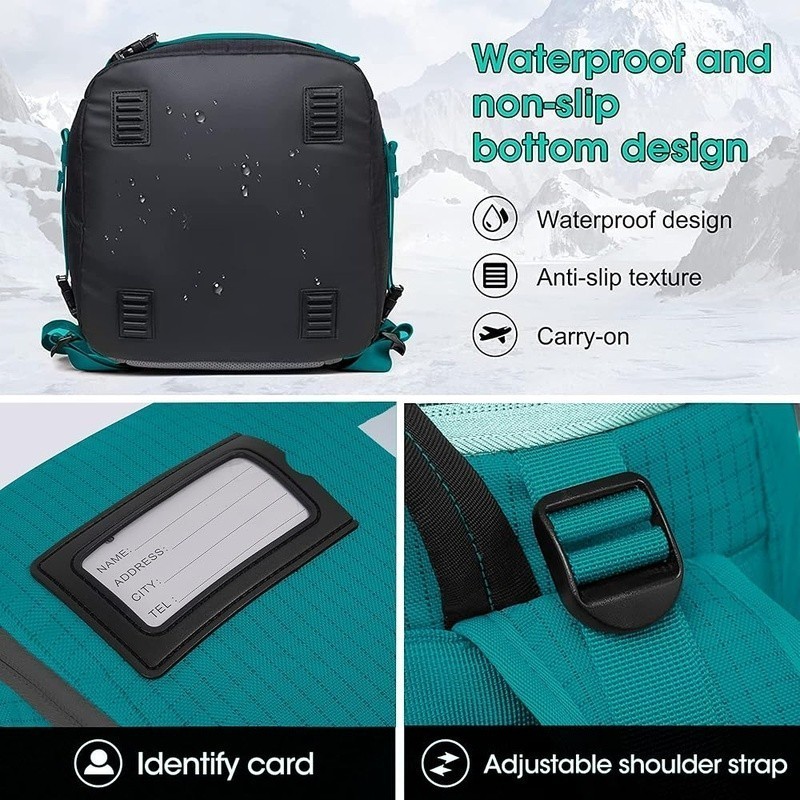 Large Capacity Waterproof Ski Boot Bag Organized Compartment Durable Backpack US