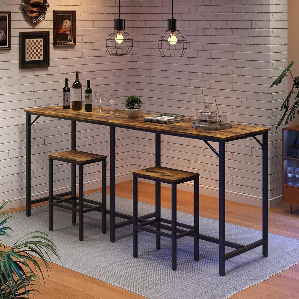 70.9" Bar Table & Chairs Set Dining Table & Chair Sets 3 Piece Counter Table