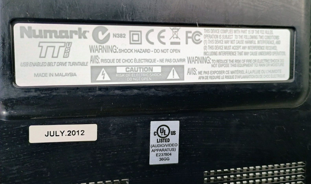 OEM Numark TT USB Professional USB Turntable Plinth Part Only