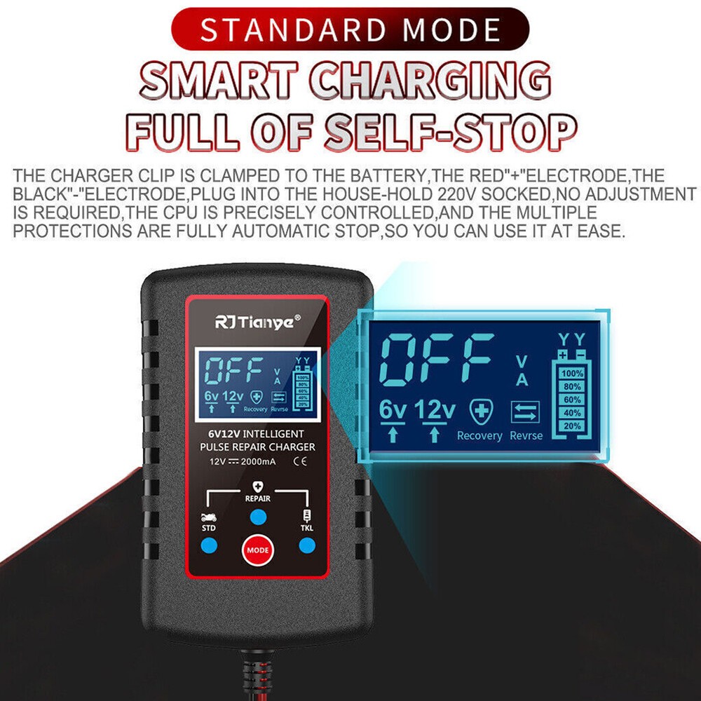 6V/12V Smart Automatic Battery Charger Maintainer Float Trickle Car Motorcycle