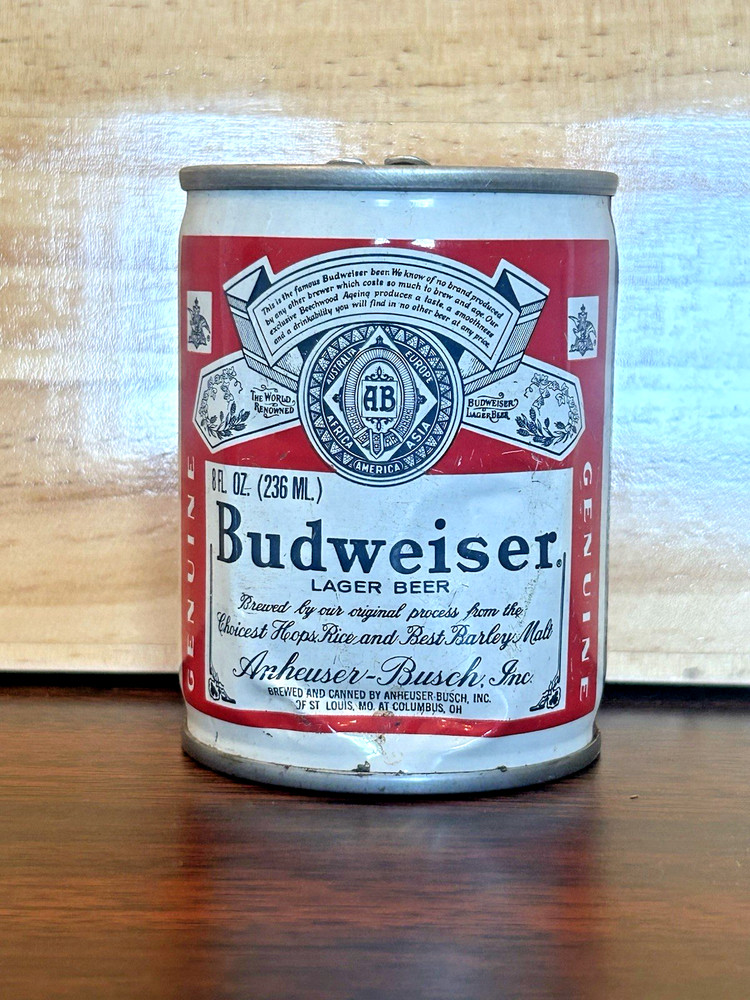 REDUCED!! Classic Steel Budweiser 8oz. Beer can!!