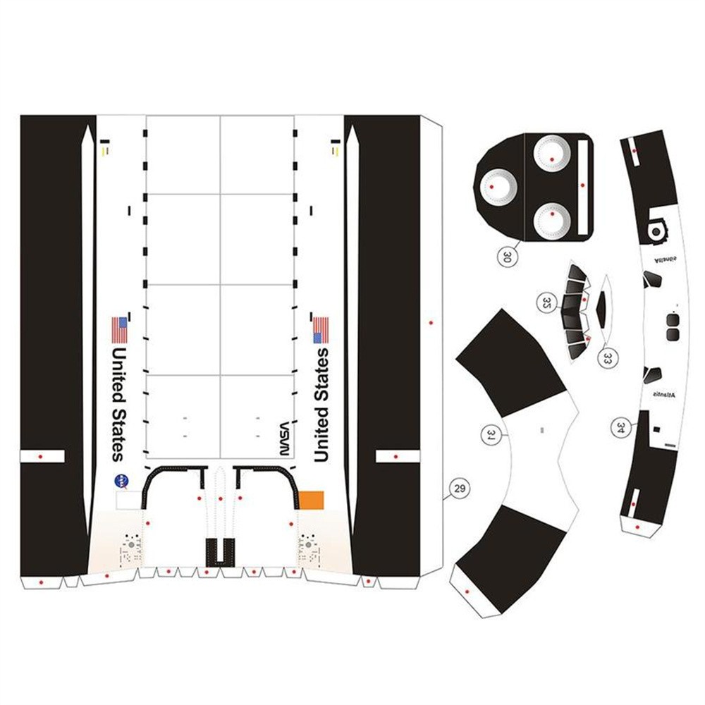 1/150 Space Shuttle Atlantis Paper Model Handmade Space Rocket Craft Unassembled
