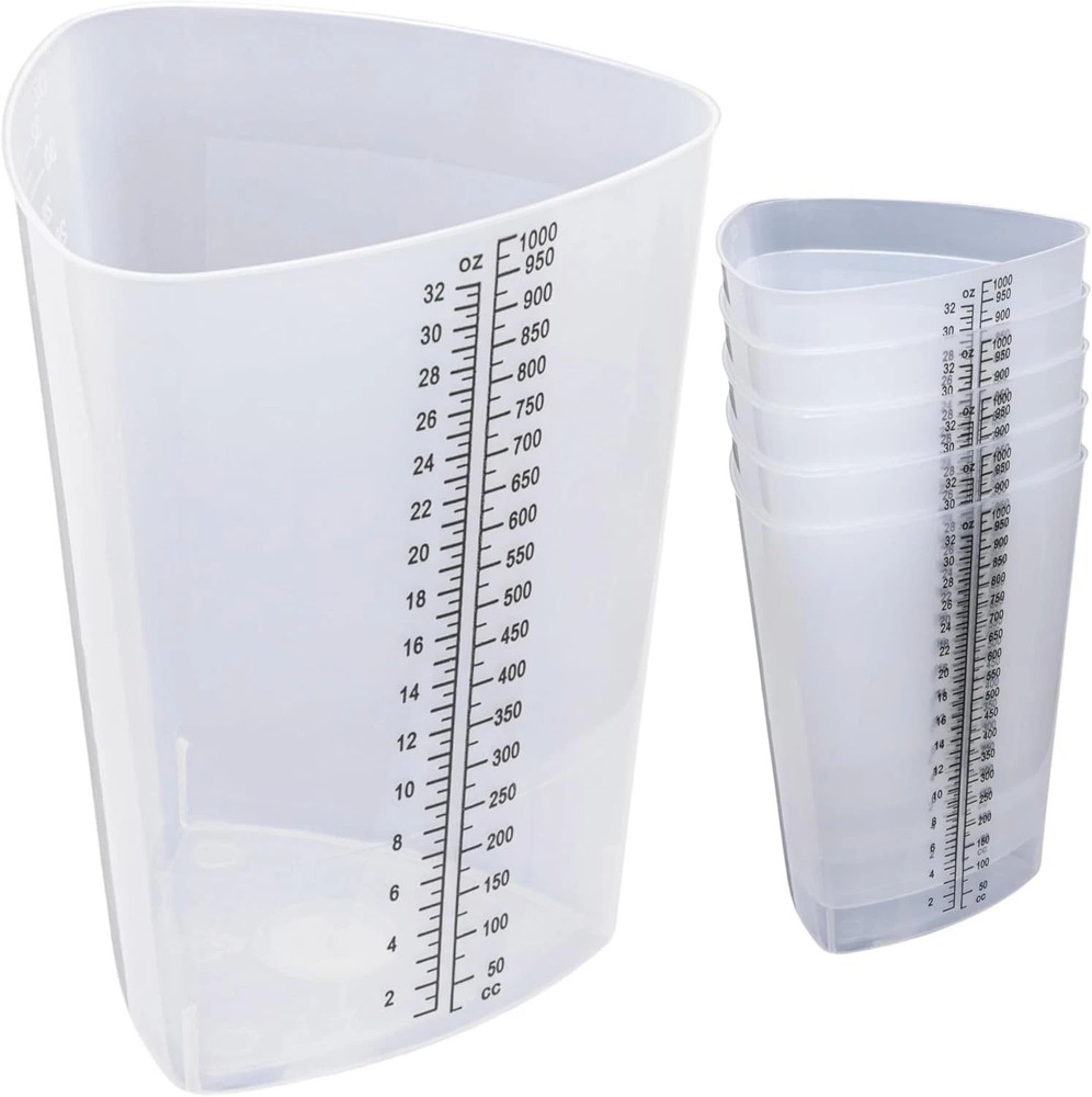 Plastic Graduated Triangular Intake Output Container [5 Pack] 32 Ounce...