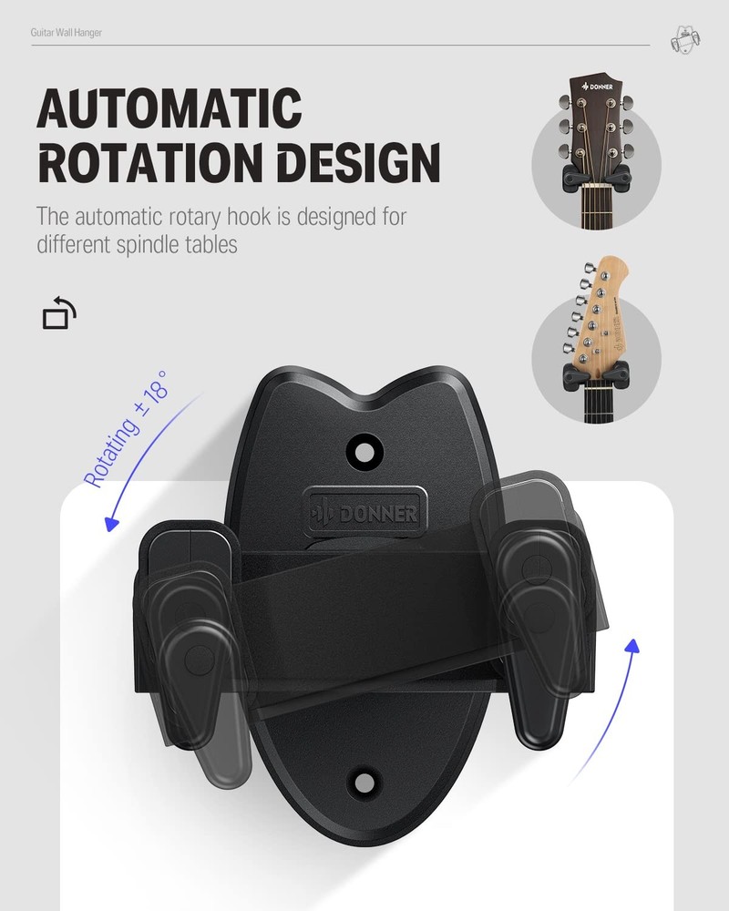 Donner Guitar Wall Mount 2 Pack Automatic Lock Space Saving Guitar Hanger