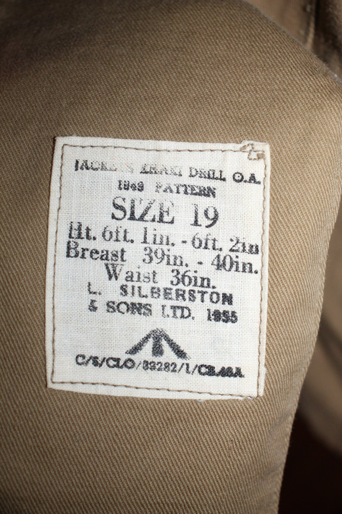 Original British Army Pattern 1950 Khaki Tropical Drill Jacket 1955 d. Size 19