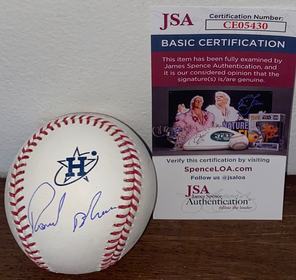 Ronel Blanco Signed Auto Rawlings MLB Baseball Houston Astros Connect Logo JSA