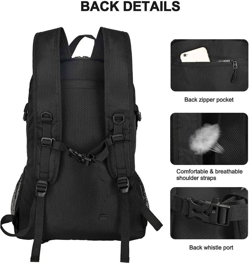 45L Hiking Backpack Lightweight Foldable, Waterproof Camping Backpack with Ra...