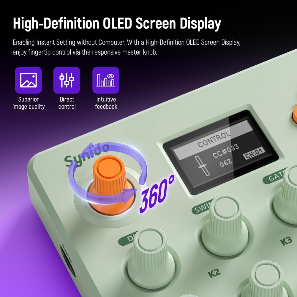 Synido Wireless MIDI Pad Controller, USB Rechargeable Beat Maker Machine for ...