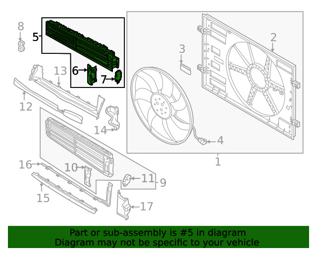 Genuine Audi Radiator Shutter Assembly 8Y0-121-219-A