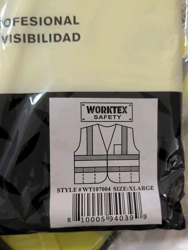 Worktex Safety Yellow Basic Ansi 107-2015 Type R Class Xtra Large 4 Pack
