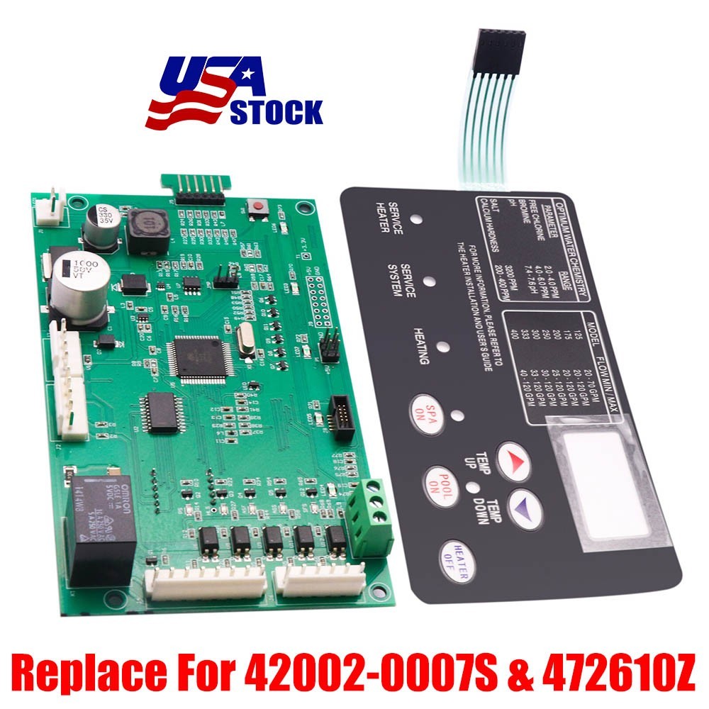 For Pentair Master Temp 400 42002-0007S Control Board Kit w/ 472610Z Switch Pad