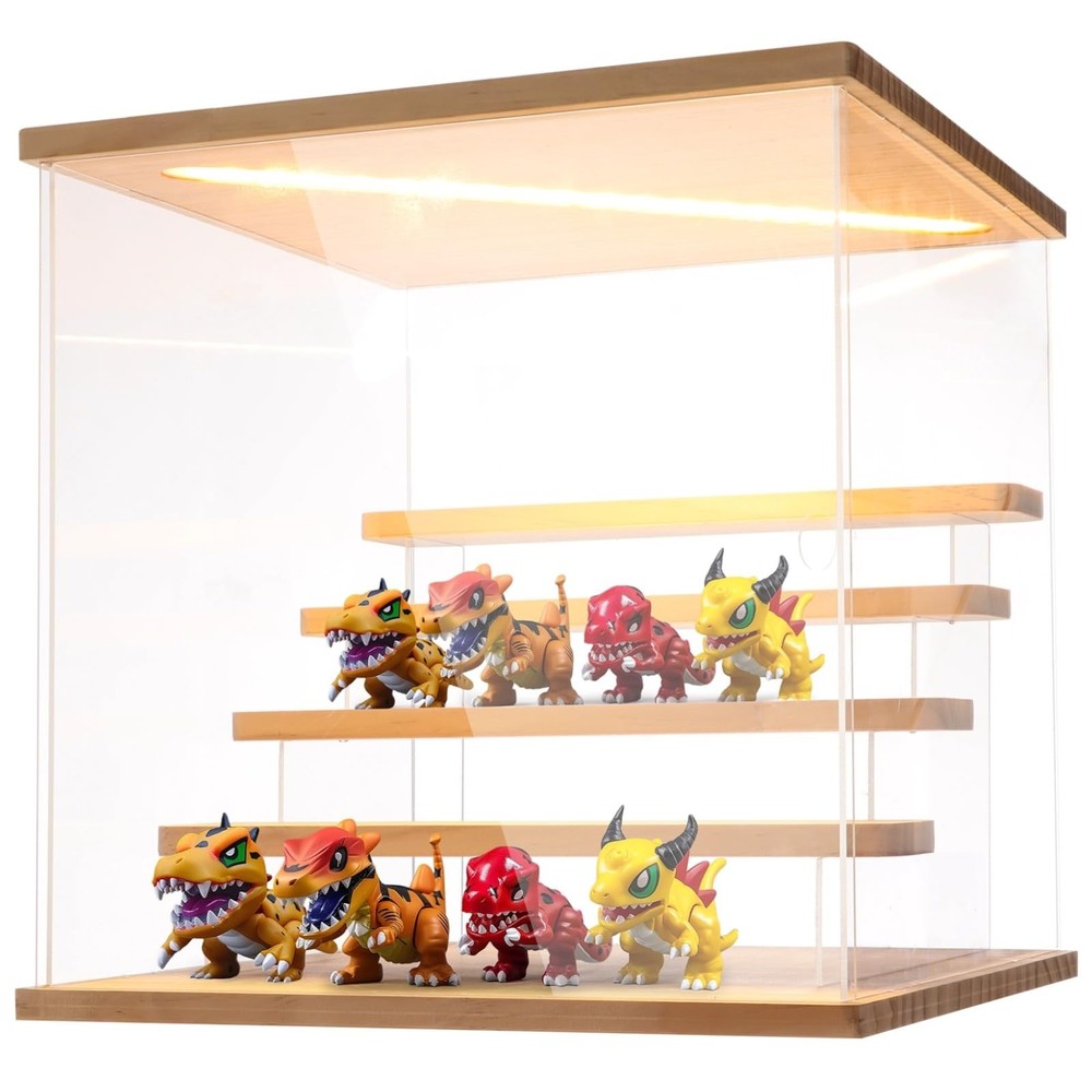 Led Acrylic Figures Display Case - Clear Action Figurine Lighted Display Case...