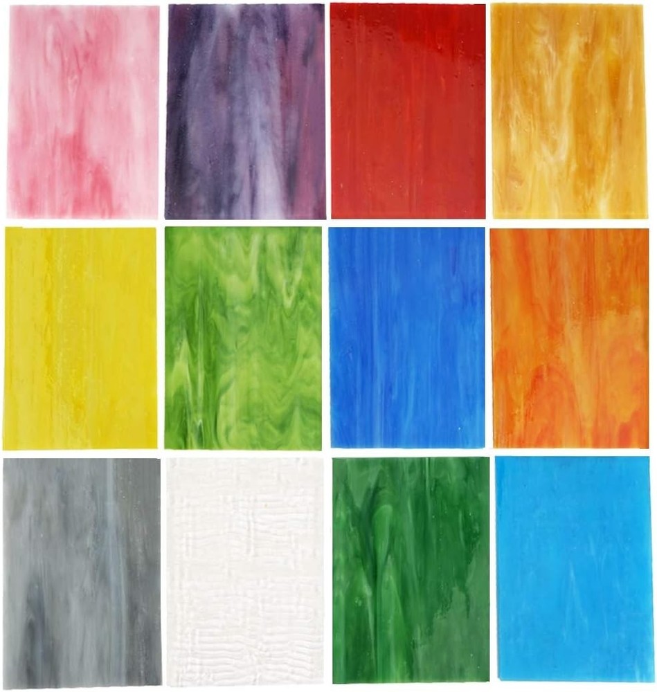 Elegant 4x6 Inch Stained Glass Sheets Pack - Spring Mix for Creative Projects