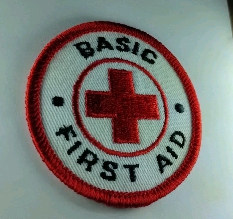 Vintage Red Cross Basic First Aid Embroidered Patch - NOS - FREE Shipping