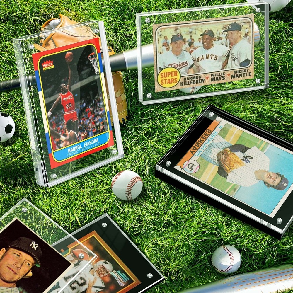 Acrylic Card Frame, Magnetic Trading Display Frames Desktop Clear