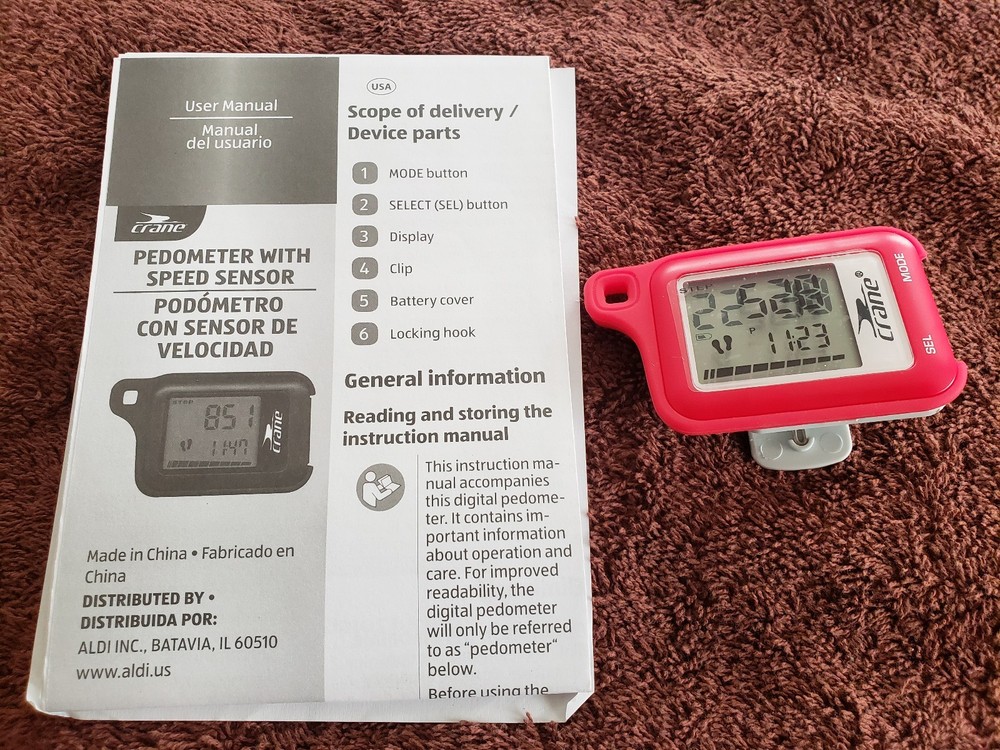 Crane Pedometer Red with Speed Sensor