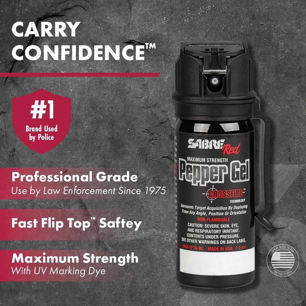 Pepper Gel 1.5 fl oz Black 2 Pack SABRE Crossfire Deploys Angle Maximizes Target