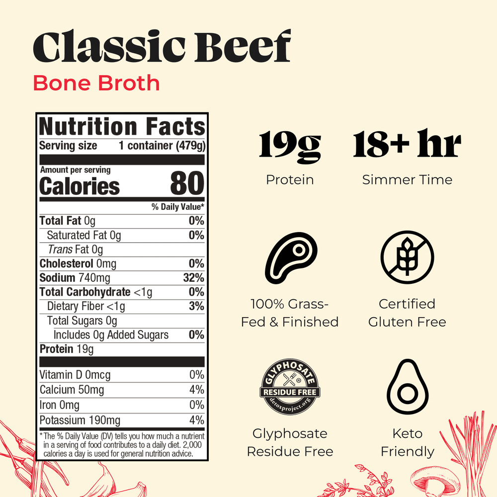 Kettle & Fire Beef Bone Broth 16.9oz Shelf-Stable, High Protein, Ready to Drink
