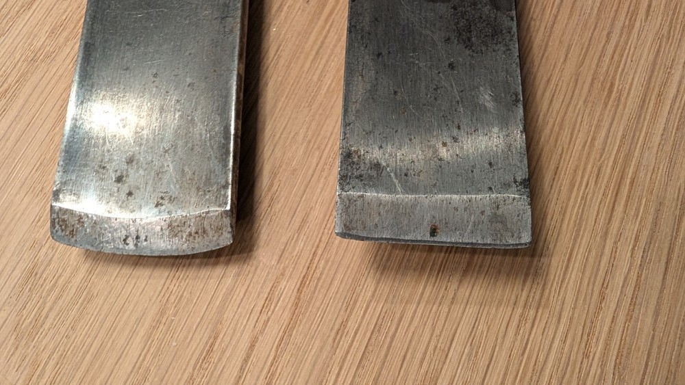 2 Enormous Thomas Ibbotson Incannel Carving Gouges, 1 1/4" And 1 1/2"
