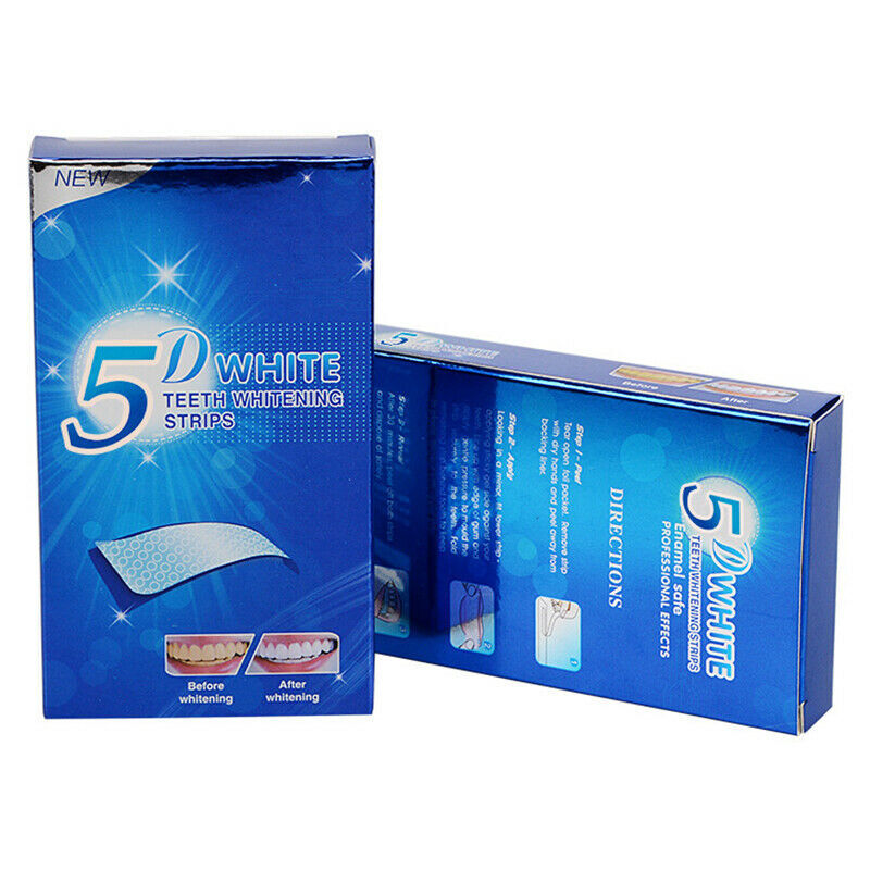 5D Teeth Whitening Strips Bleaching White Strips Non Sensitive Tooth Whitener US